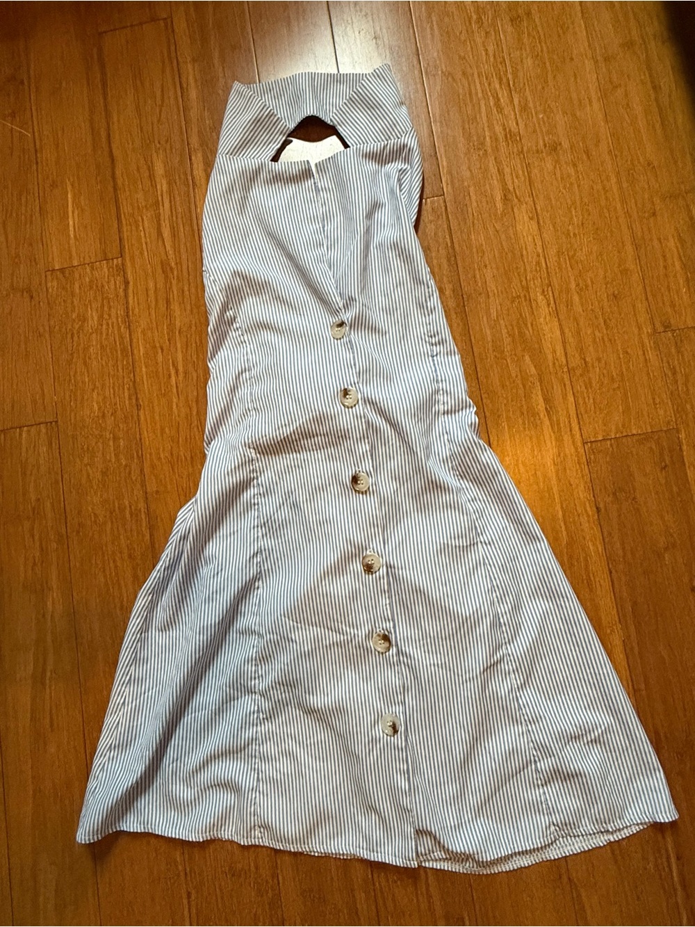 Blue & White Striped Button-Front Sundress